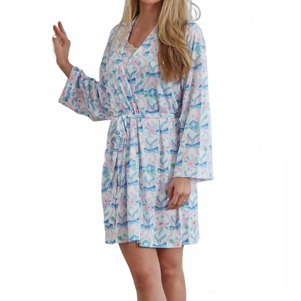 NEW SIMPLY SOUTHERN bow pj robe set in white